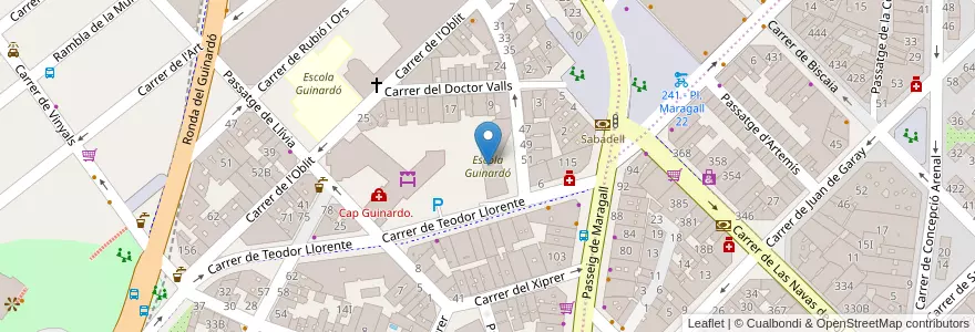 Mapa de ubicacion de Escola Guinardó en Espagne, Catalogne, Barcelone, Barcelonais, Barcelone.