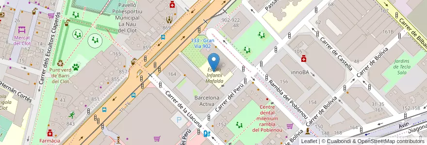 Mapa de ubicacion de Escola Infantil Mafalda en 스페인, Catalunya, Barcelona, Barcelonès, 바르셀로나.