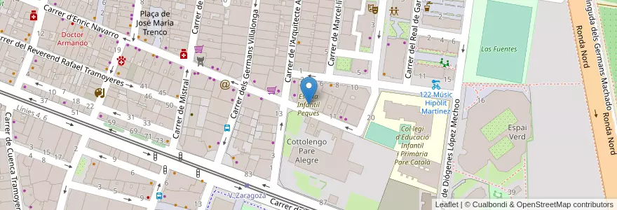 Mapa de ubicacion de Escola Infantil Peques en スペイン, バレンシア州, València / Valencia, Comarca De València, València.