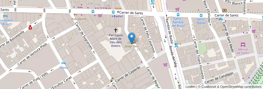 Mapa de ubicacion de Escola Josep Tous en Spagna, Catalunya, Barcelona, Barcelonès, Barcelona.