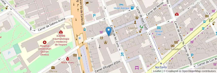 Mapa de ubicacion de Escola Les Corts en Espagne, Catalogne, Barcelone, Barcelonais, Barcelone.