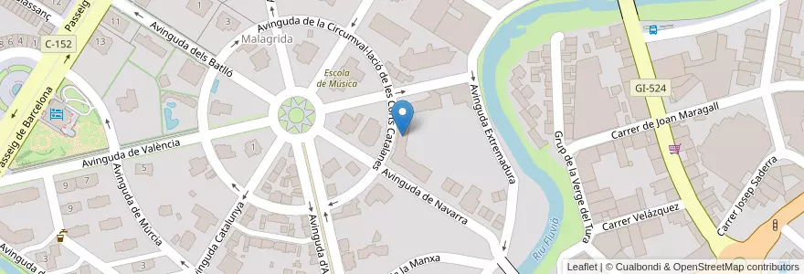Mapa de ubicacion de Escola Malagrida en İspanya, Catalunya, Girona, Garrotxa, Olot.