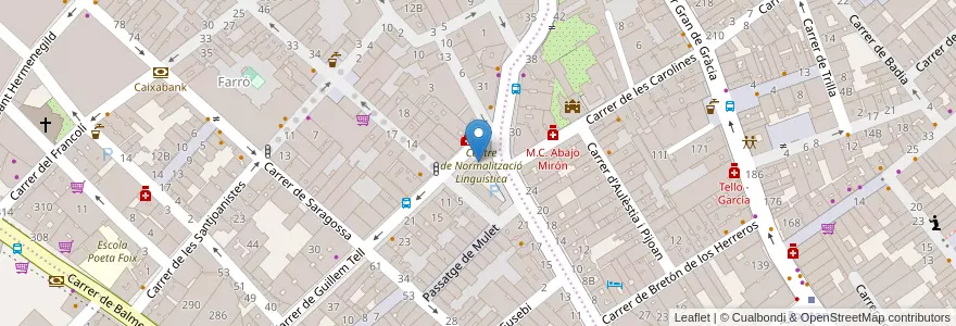 Mapa de ubicacion de Escola Oficial d'Idiomes 3 Sant Gervasi en 스페인, Catalunya, Barcelona, Barcelonès, 바르셀로나.