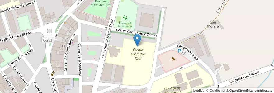Mapa de ubicacion de Escola Salvador Dalí en Spanje, Catalonië, Gerona, Alt Empordà, Figueres.