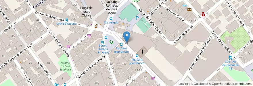 Mapa de ubicacion de Escola Universitària Salesiana de Sarrià EUSS en スペイン, カタルーニャ州, Barcelona, バルサルネス, Barcelona.