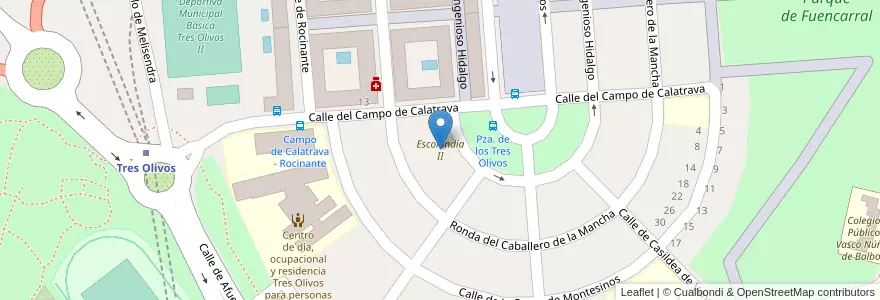 Mapa de ubicacion de Escolandia II en Spanje, Comunidad De Madrid, Comunidad De Madrid, Área Metropolitana De Madrid Y Corredor Del Henares, Madrid.
