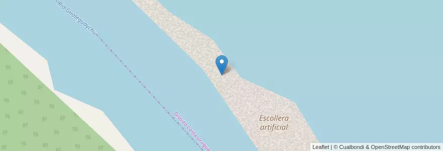 Mapa de ubicacion de Escollera artificial en アルゼンチン, エントレ・リオス州, Departamento Gualeguaychú, Distrito Costa Uruguay Norte, Gualeguaychú.