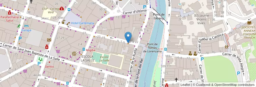 Mapa de ubicacion de Escondido Cafe en 西班牙, Catalunya, 赫罗纳, Gironès, 赫罗纳.
