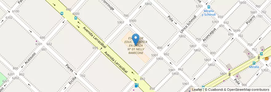 Mapa de ubicacion de ESC.SUP.DE EDUC. ARTISTICA EN DANZA N° 01 NELLY RAMICONE, Liniers en 아르헨티나, Ciudad Autónoma De Buenos Aires, Comuna 9, 부에노스아이레스.