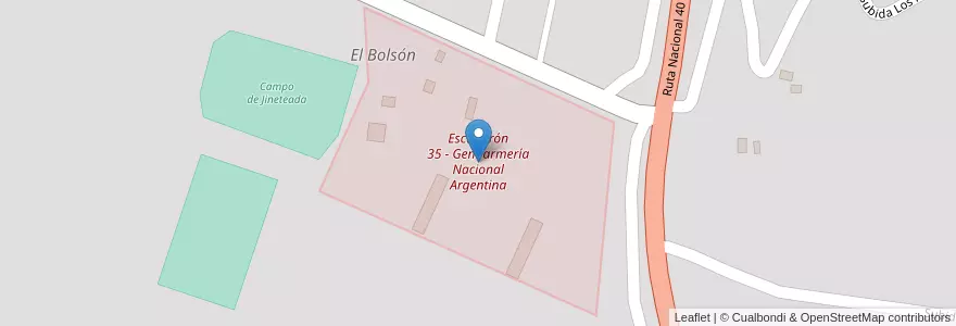 Mapa de ubicacion de Escuadrón 35 - Gendarmería Nacional Argentina en アルゼンチン, チリ, リオネグロ州, Departamento Bariloche, El Bolsón.