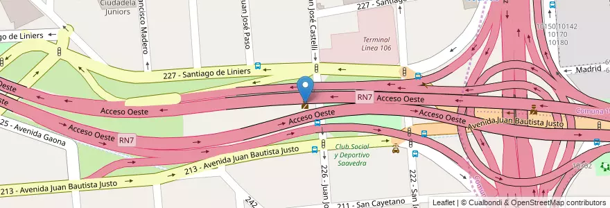 Mapa de ubicacion de Escuadrón Seguridad Vial Autopistas Noroeste en الأرجنتين, بوينس آيرس, Partido De Tres De Febrero, Ciudadela.