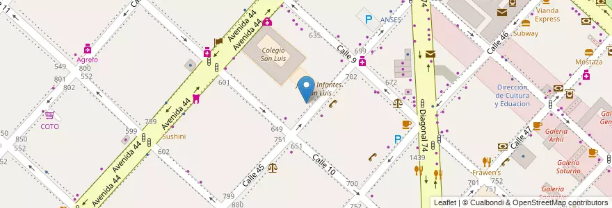 Mapa de ubicacion de Escuel Educacion Estetica N°1, Casco Urbano en الأرجنتين, بوينس آيرس, Partido De La Plata, لابلاتا.