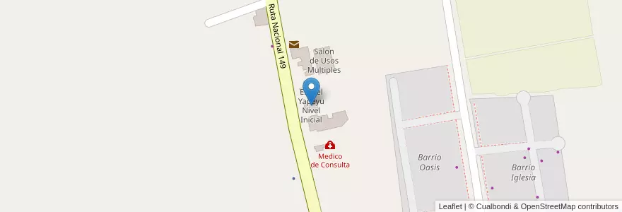 Mapa de ubicacion de Escuel Yapeyu Nivel Inicial en Arjantin, San Juan, Şili, Iglesia.
