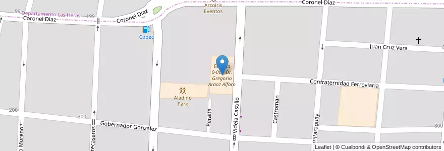Mapa de ubicacion de Escuela 0-002 Dr. Gregorio Araoz Alfaro en Argentina, Chile, Mendoza, Departamento Capital, Ciudad De Mendoza.