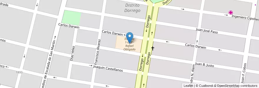 Mapa de ubicacion de Escuela 1-033 - Rafael Obligado en Argentinië, Chili, Mendoza, Departamento Guaymallén, Distrito Dorrego.
