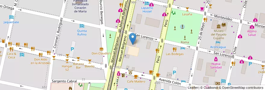 Mapa de ubicacion de Escuela 1-035 Presidente Quintana en アルゼンチン, チリ, メンドーサ州, Departamento Capital, Sección 2ª Barrio Cívico, Ciudad De Mendoza.