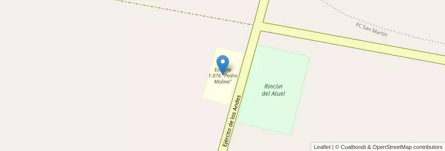 Mapa de ubicacion de Escuela 1-076 "Pedro Molina" en 아르헨티나, 칠레, Mendoza, Distrito Rama Caída, Departamento San Rafael.