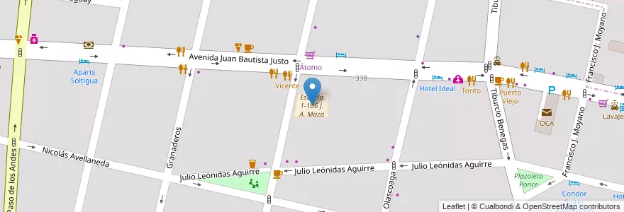 Mapa de ubicacion de Escuela 1-106 J. A. Maza en Arjantin, Şili, Mendoza, Departamento Capital, Ciudad De Mendoza, Sección 5ª Residencial Sur.