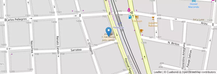 Mapa de ubicacion de Escuela 1-108 Doctor Julio Lemos en Arjantin, Şili, Mendoza, Godoy Cruz, Departamento Godoy Cruz, Distrito Ciudad De Godoy Cruz.