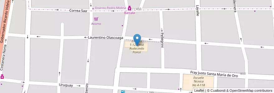 Mapa de ubicacion de Escuela 1-120 José Rudecindo Ponce en Аргентина, Чили, Мендоса, Departamento Guaymallén, Distrito San José.