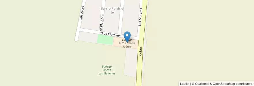 Mapa de ubicacion de Escuela 1-159 Benito Juárez en 阿根廷, 智利, Mendoza, Departamento Luján De Cuyo, Distrito Perdriel.