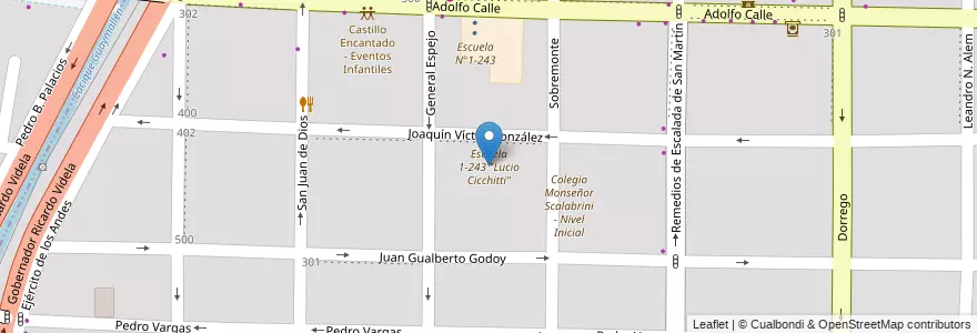 Mapa de ubicacion de Escuela 1-243 "Lucio Cicchitti" en 阿根廷, 智利, Mendoza, Distrito Dorrego.