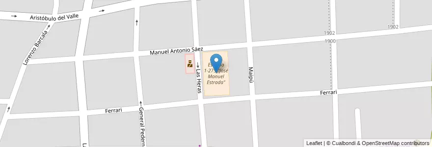 Mapa de ubicacion de Escuela 1-275 "José Manuel Estrada" en Arjantin, Şili, Mendoza, Departamento Guaymallén, Distrito Pedro Molina.