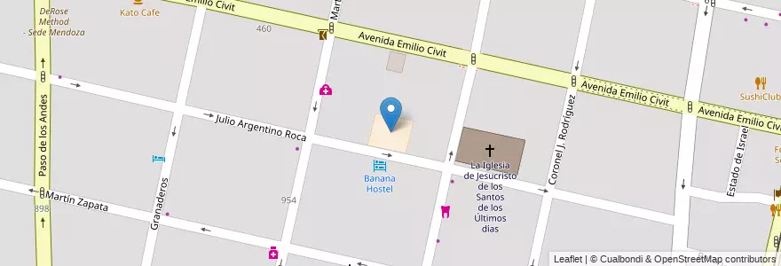 Mapa de ubicacion de Escuela 1-278 Domingo F. Sarmiento (EGB) en アルゼンチン, チリ, メンドーサ州, Departamento Capital, Ciudad De Mendoza, Sección 5ª Residencial Sur.