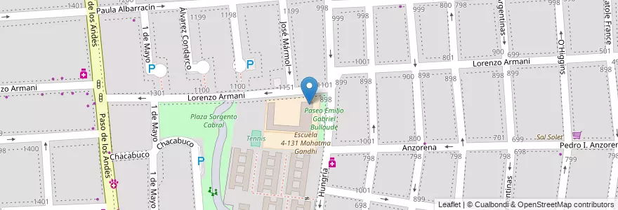 Mapa de ubicacion de Escuela 1-408 - República de Perú en Arjantin, Şili, Mendoza, Godoy Cruz, Departamento Godoy Cruz, Distrito Ciudad De Godoy Cruz.