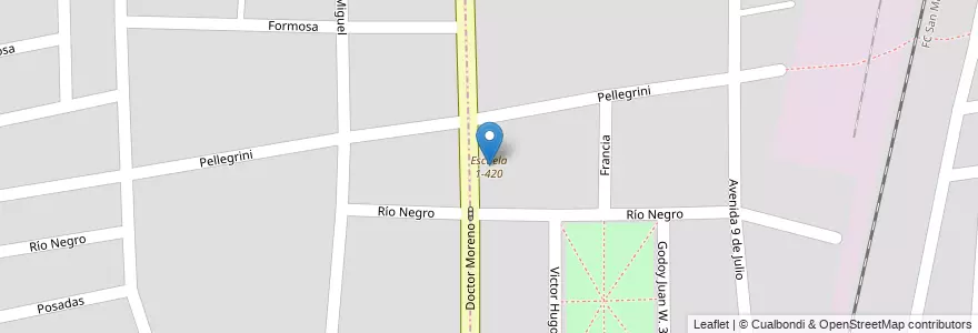 Mapa de ubicacion de Escuela 1-420 en Arjantin, Şili, Mendoza, Departamento Las Heras.