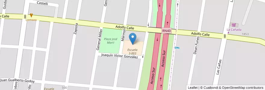 Mapa de ubicacion de Escuela 1-463 "José Martí" en Аргентина, Чили, Мендоса, Departamento Guaymallén.