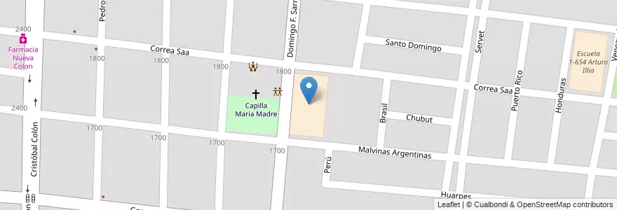 Mapa de ubicacion de Escuela 1-533 Próceres de la Independencia en Arjantin, Şili, Mendoza, Departamento Guaymallén, Distrito Belgrano.