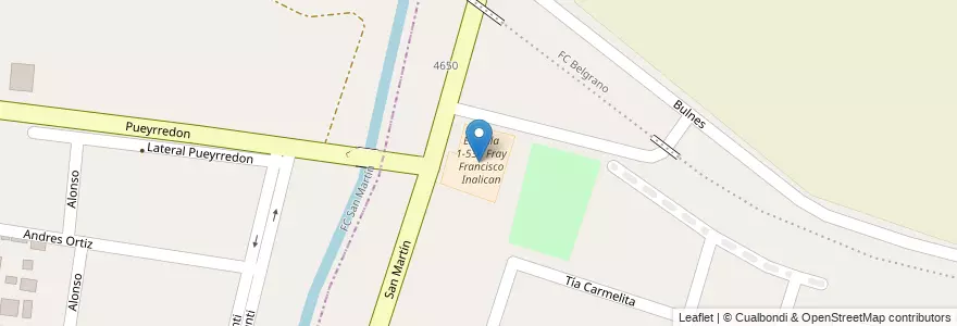 Mapa de ubicacion de Escuela 1-538 Fray Francisco Inalican en アルゼンチン, チリ, メンドーサ州, Departamento Luján De Cuyo, Luján De Cuyo, Distrito Mayor Drummond.