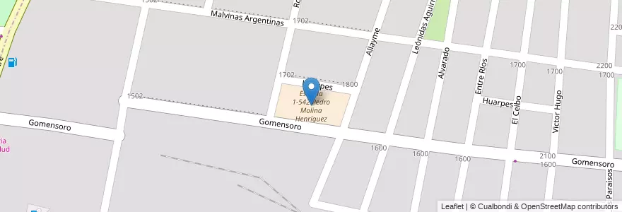 Mapa de ubicacion de Escuela 1-542 Pedro Molina Henríquez en Argentina, Chile, Mendoza, Departamento Guaymallén, Distrito Belgrano.