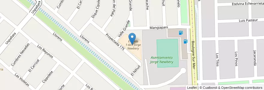 Mapa de ubicacion de Escuela 1-603 Jorge Newbery en Arjantin, Şili, Mendoza, Departamento Las Heras.