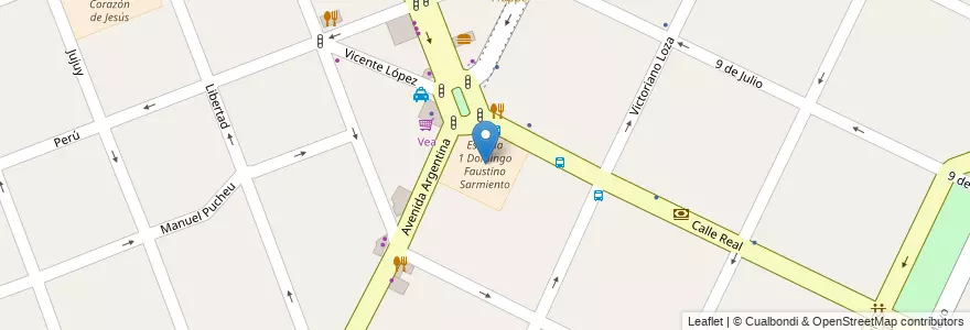 Mapa de ubicacion de Escuela 1 Domingo Faustino Sarmiento en Arjantin, Buenos Aires, Partido De Merlo, Merlo.
