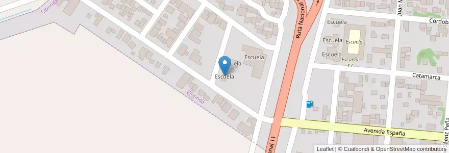 Mapa de ubicacion de Escuela en 阿根廷, Formosa, Departamento Pilcomayo, Clorinda.