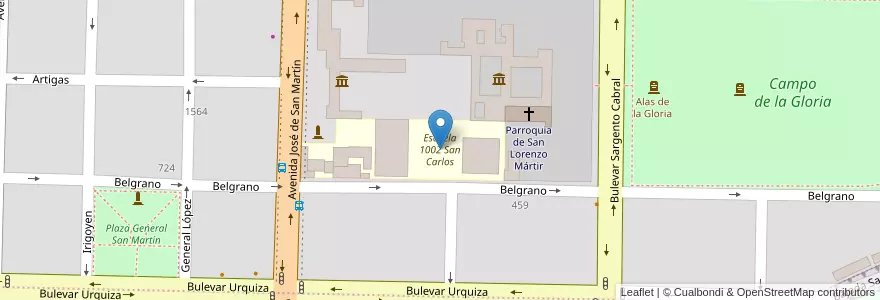 Mapa de ubicacion de Escuela 1002 San Carlos en 阿根廷, Santa Fe, Departamento San Lorenzo, Municipio De San Lorenzo, San Lorenzo.
