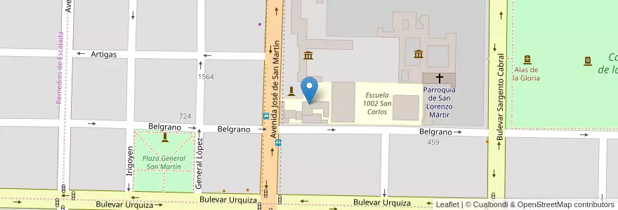 Mapa de ubicacion de Escuela 1007 Nuestra Señora de la Misericordia en Arjantin, Santa Fe, Departamento San Lorenzo, Municipio De San Lorenzo, San Lorenzo.