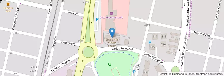 Mapa de ubicacion de Escuela 1034 General Manuel Belgrano en Arjantin, Şili, Mendoza, Departamento Capital, Ciudad De Mendoza.