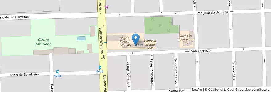 Mapa de ubicacion de Escuela 1080 Gabriela Mistral en Arjantin, Santa Fe, Departamento Rosario, Municipio De Rosario, Rosario.