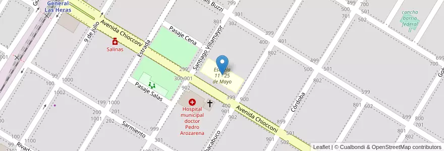 Mapa de ubicacion de Escuela 11 - 25 de Mayo en Arjantin, Buenos Aires, Partido De General Las Heras, General Las Heras.