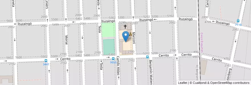 Mapa de ubicacion de Escuela 1190 Nuestra Señora de La Rocca en Argentina, Santa Fe, Departamento Rosario, Municipio De Rosario, Rosario.