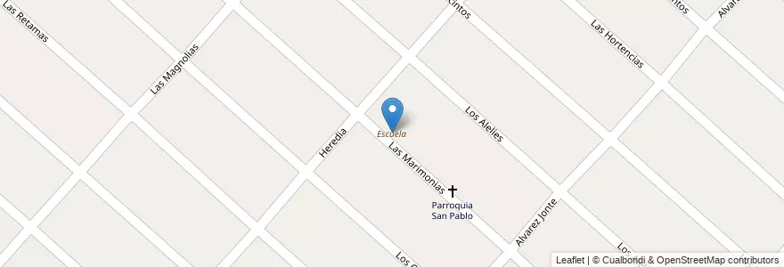 Mapa de ubicacion de Escuela en アルゼンチン, ブエノスアイレス州, Partido De Merlo, Mariano Acosta.