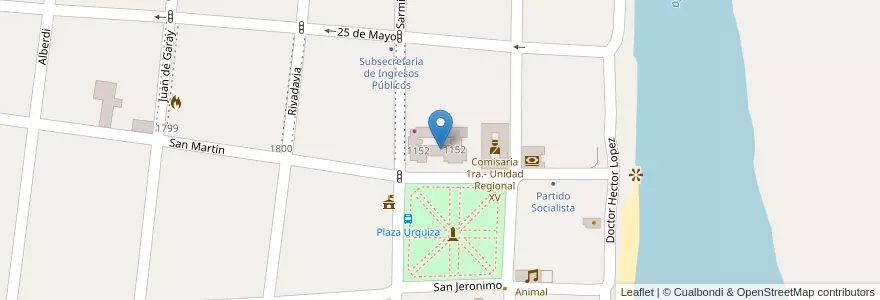 Mapa de ubicacion de Escuela 1244 Maria Margarita Gervassoni en Argentinië, Santa Fe, Departamento San Jerónimo, Municipio De Coronda.