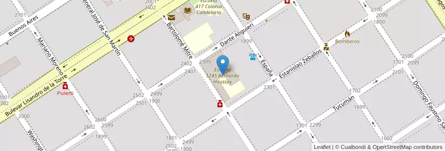 Mapa de ubicacion de Escuela 1245 Bernardo Houssay en Arjantin, Santa Fe, Departamento Caseros, Municipio De Casilda, Casilda.