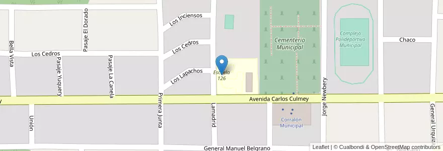 Mapa de ubicacion de Escuela 126 en アルゼンチン, ミシオネス州, Departamento Libertador General San Martín, Municipio De Puerto Rico.