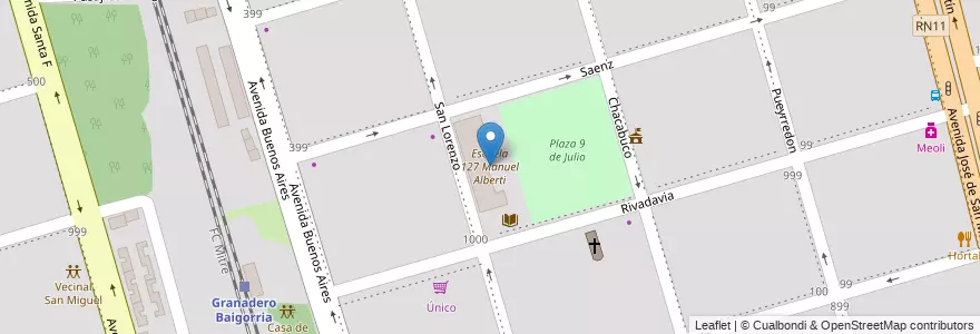 Mapa de ubicacion de Escuela 127 Manuel Alberti en Аргентина, Санта-Фе, Departamento Rosario, Municipio De Granadero Baigorria, Granadero Baigorria.