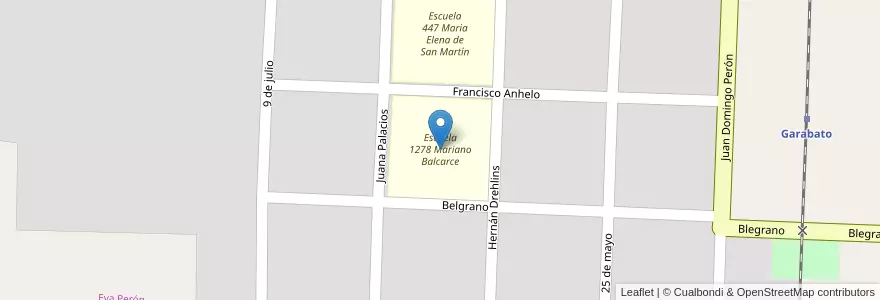 Mapa de ubicacion de Escuela 1278 Mariano Balcarce en Argentina, Santa Fe, Departamento Vera, Municipio De Garabato, Eva Perón.