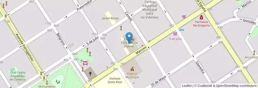 Mapa de ubicacion de Escuela 1329 Cultura Inglesa en آرژانتین, سانتافه, Departamento General López, Municipio De Venado Tuerto.